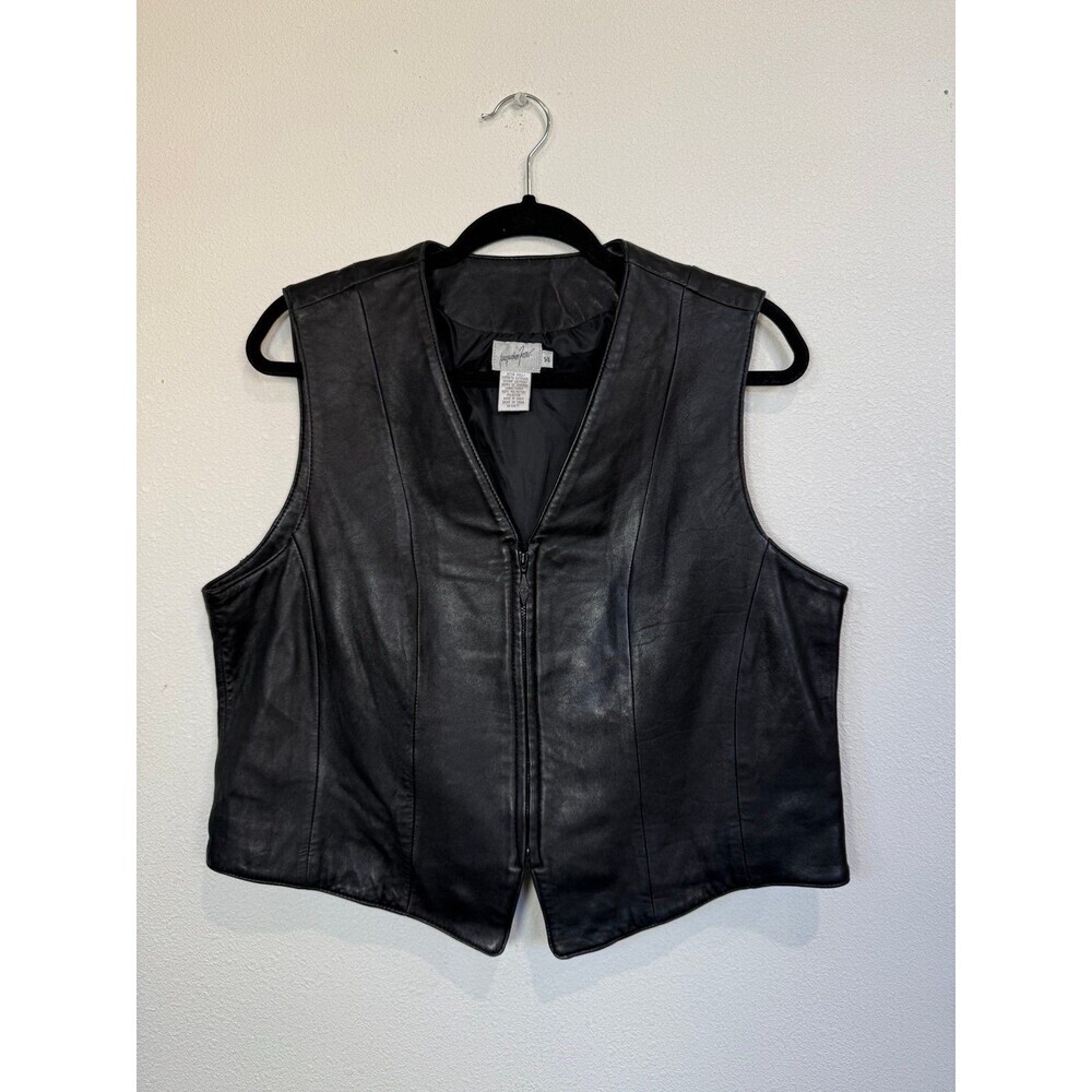 Leather black vest size 14